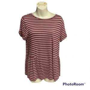 My Amelia James burgundy/cream striped blouse size large NWT